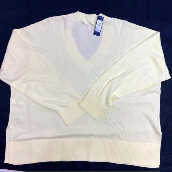 Neq-Women Tommy Hilfiger Pull-Over Sweater Pale Yellow V Neck Cotton XLT ( 23 - Picture 4 of 8